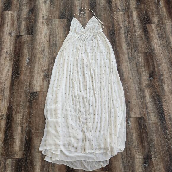 Retrofete Zadie Embellished Silk Chiffon Dress Sleeveless White Large NWT Maxi - Picture 3 of 14